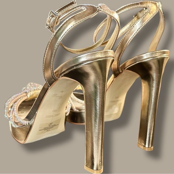 NWOT Nine West ‘Wowzz Platform Dress Sandals’ in “Bronze Crystal” Size 11 - Picture 11 of 16